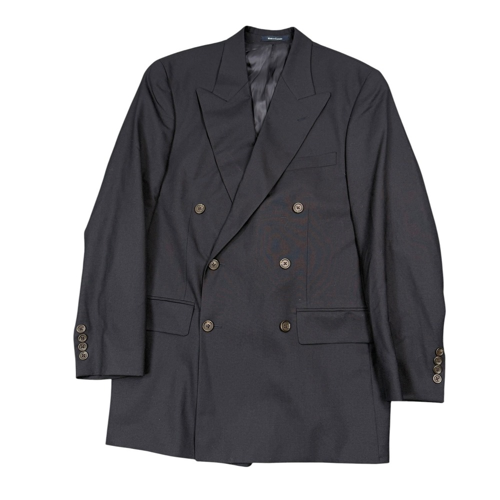 Chaps Ralph Lauren Blazer Men 38R (40R) Blue Double Breasted Wool Peak Lapel